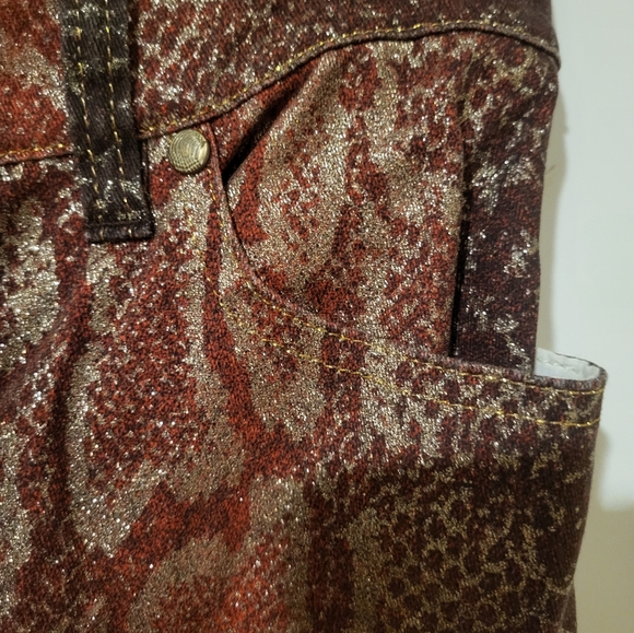 Vintage V Christina Denim Capri Pants Sparkle Animal Print Size 10P - Picture 4 of 7